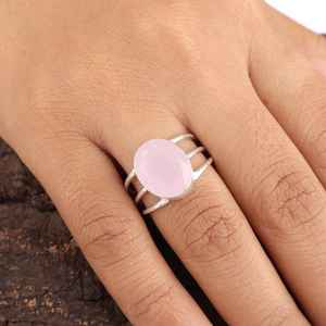 Bague en argent sterling 925 avec chalcédoine rose taille ovale, certifiée IGI, spirale faite à la main, pierre précieuse de 1,40 carat, cadeau pour femme - Product Image 6