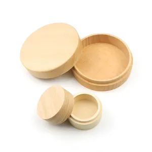 Factory High Quality Promotional Gift Craft Small Solid Jewelry Boxes Beech Wood Round Ring Box Case