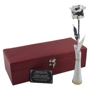 Rose naturelle véritable plaquée or 24 carats avec support en céramique pour cadeau d'anniversaire, cadeau de la Saint-Valentin et meilleur cadeau pour couple - Product Image 3