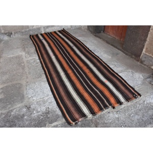 Tapis en laine Patchwork Orange noir traditionnel 9x12ft tapis de salon turc avec support en Latex pour décorations pour adolescents - Product Image 2