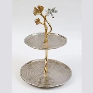 Durable Cupcake Dessert <b>Stand</b> with Handle for Fruit Display, Three <b>Tier</b> Wooden <b>Cake</b> <b>Stand</b> with Black Metal Frame for Wedding - Product Image 2