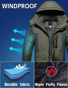 Men's Durable Thermal <b>Fleece</b> <b>Lined</b> Ski <b>Jacket</b> High Performance Winter Sports Insulation with Stand Collar - Product Image 6