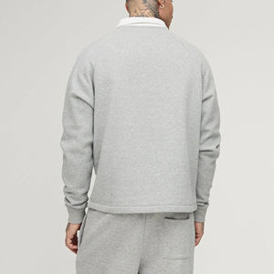 Recién llegado 2025 100% algodón de manga larga quater cremallera Polo camiseta para hombres ajuste suelto personalizado impreso Polo camiseta para S - Product Image 3