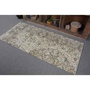 Alfombra turca Vintage marrón Beige clásica de 2,7x5,9 pies, Alfombra de área de lana de área grande de retazos, respaldo de látex para dormitorio, pasillo, sala de estar - Product Image 3