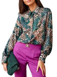 2023 OEM camisa suelta primavera y otoño impresión Digital cómoda Casual camisa de manga larga mujeres al por mayor camisa de mujer ODM - Product Image 3