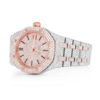 Montre Baron Luxury Fashion en acier inoxydable, mouvement à quartz ETA, édition limitée Moissanite, cadran en verre recouvert de cristaux, bracelet de 20 mm