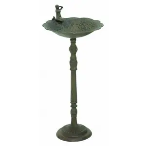 Antique rouille Style fonte sirène oiseau bain fer oiseau bain extérieur métal oiseau bain pour Patio eau conteneur jardin ornements - Product Image 1