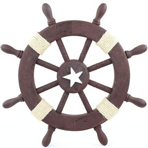 Roue de bateau en bois artisanale, décoration murale nautique pour la maison, le bureau, cadeau à suspendre - Product Image 4