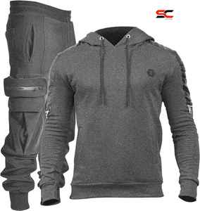 Survêtement homme 2 pièces sweat à capuche athlétique Jogging survêtements pour hommes décontracté sport à manches longues pull costume ensemble offre de réduction - Product Image 5