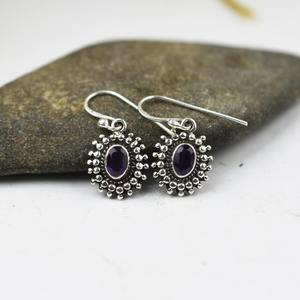 925 argent Sterling massif fait à la main pierres précieuses améthyste Spinner boucle d'oreille cadeau de mariage meilleure qualité concepteur argent boucle d'oreille pour les femmes - Product Image 2