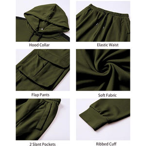 Survêtement décontracté à capuche léger uni à manches longues pour adulte unisexe, pull-over en tissu doux, poignets côtelés, vêtements de sport - Product Image 5