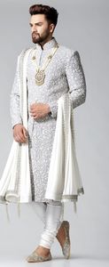 Zardozi Designer 2023 Elegant Sherwani with Embroidery Wedding Suit <b>Pants</b> & Matching Shoes for Parties and Weddings - Product Image 2