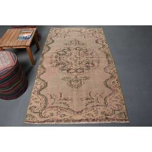 Alfombra de lana Vintage Beige Marrón Técnica Kilim hecha a mano Área grande Rectángulo de 9x12 para entrada Pasillo Sala de estar 3,9X6,8 pies - Product Image 1