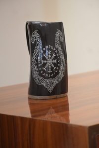 Logotipo personalizado Cuerno corto para beber Copa de cristal Vikingo Hecho a mano Cuerno indio Copa Cuerno para beber Vidrio para fiestas Taza de cerveza - Product Image 4
