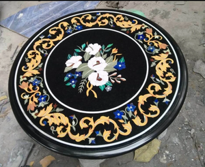 Table de chevet en marbre vert avec incrustation de nacre, modèle personnalisé fait à la main, art populaire indien, fleur, incrustation, travail artisanal, Saint-Valentin - Product Image 2