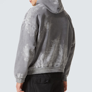 เสื้อฮู้ดดี้สีเทาสำหรับผู้ชายปี 2025 ขายส่งออนไลน์ ปรับแต่งได้ ปักลายได้ ทรงปกติ สไตล์ลำลอง สตรีทแวร์ ลวดลายเรียบๆ มีฮู้ด - Product Image 5