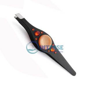 Pinzas para cejas y pestañas de Punta inclinada de acero inoxidable de 10mm de la mejor calidad - Product Image 6