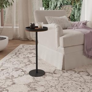 Customized Design Wooden and Metal <b>Round</b> Drink <b>Table</b> <b>Side</b> <b>Table</b> for Small Spaces for Living Room (Rustic Brown) - Product Image 5