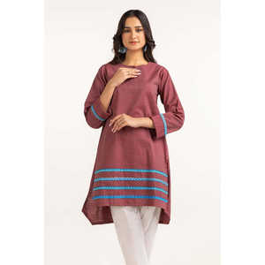 Haut en coton et lin rouge brodé pour femmes, col asymétrique, motif floral 3D brodé à la main et orné de paillettes, taille XL - Product Image 4