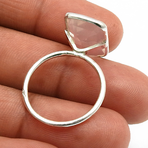 Nueva llegada diseño de lujo 925 plata esterlina cuarzo rosa natural piedras preciosas forma de cojín anillo joyería hecha a mano para regalo de cumpleaños - Product Image 4