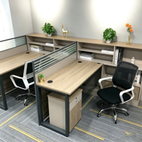 Poste de travail ergonomique en bois pour 2 personnes, ensemble de bureaux modulaires avec rangement