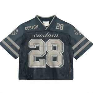 Maillot de football américain surdimensionné avec logo personnalisé, tenue d'équipe, tissu en maille de haute qualité, vente en gros de maillots en maille perforée - Product Image 4