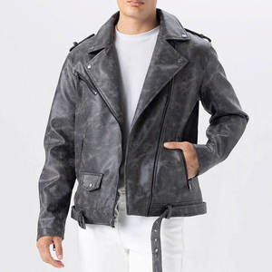Nouvelle arrivée de veste en cuir avec logo lourd pour hommes, tenue tendance de rue et de motard en cuir - Product Image 5