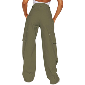 Pantalones Cargo holgados ligeros de algodón 100%, diseño de logotipo personalizado con bolsillos laterales, pantalones Cargo para mujer - Product Image 2