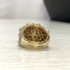 Fino totalmente Diamante tachonado 14K oro amarillo Hip Hop anillo Moissanite corte VVS claridad GRA certificado para boda o compromiso - Product Image 5