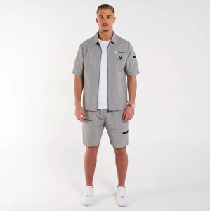 Light Grey Color Windbreaker Jacket & Short Set with the Customize Logos Wholesale Custom Training Gym <b>Plain</b> <b>Tracksuit</b> Short Se - Product Image 1
