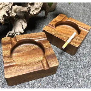 Cenicero hecho a mano de madera de mango para cigarros sólido de lujo minimalista cuadrado al aire libre bandeja de cigarrillos Cenicero rústico hecho a mano para fumar - Product Image 4
