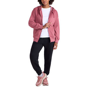 Custom Logo Acid Wash Solid <b>Pink</b> Zipper Streetwear Hoodie Wholesale Cheap Price Warm Winter Hoodies for Women - Product Image 6