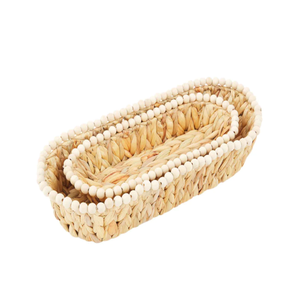 Panier à pain perlé en jacinthe d'eau tissé à la main, pour le service et la décoration de table du Vietnam, offre spéciale - Product Image 2