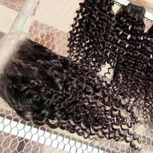 Extensiones de cabello indio virgen de lujo Paquetes de trama de máquina Precio al por mayor rizado ondulado recto natural - Product Image 4