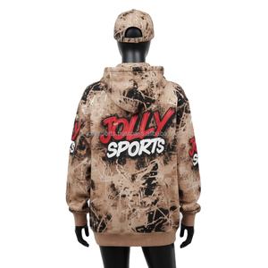 Sweat à capuche zippé pour femme 300 GSM, style streetwear, imprimé marron et noir, logo personnalisable, impression à chaud, vêtements tendance, sweat à capuche basique avec fermeture éclair - Product Image 2