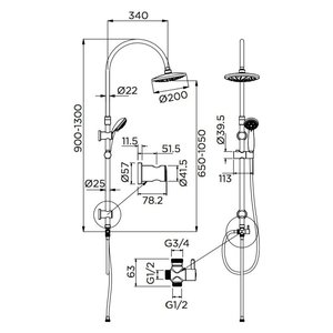 Columna de Ducha 5F Gru Chrome 0083CR (90-130cm) para Accesorios Idro Bric para Cuarto de Ducha - Product Image 2