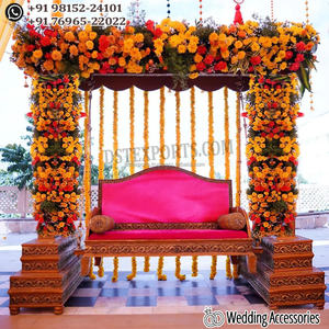 Mariage indien Rajasthani Décor Swing Jhula Belle Sangeet Scène Coloré Swing Mariage Sangeet Scène Couple Jholla Ensemble - Product Image 3