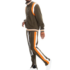 Nouveaux survêtements à rayures latérales sweat-shirt à fermeture éclair pour hommes personnalisés et ensemble de pantalons de survêtement empilés survêtement unisexe - Product Image 1