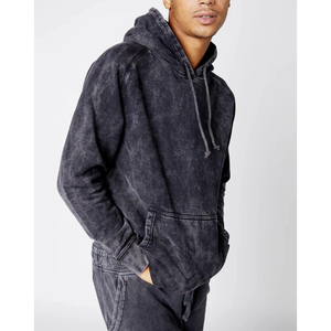 Sweat à capuche pour homme en coton mélangé, style vintage, délavé à l'acide, couleur unie, molleton épais d'hiver, respirant, séchage rapide, impression de logo personnalisée - Product Image 5