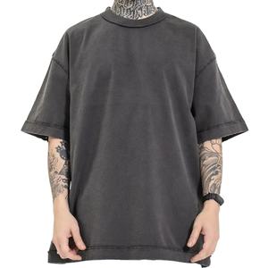 T-shirt Homme 100% Coton Oversize Délavé à l'Acide Effet Vieilli Grammage Lourd Personnalisable Respirant Vente en Gros Lavage Vintage - Product Image 4