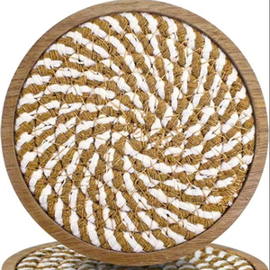 Sous-verres en bois de qualité supérieure avec motif tissé Porte-gobelet de forme ronde Ensemble de 5 pour la protection de la table de la décoration intérieure - Product Image 1
