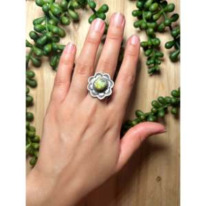 Anillo Tillie John de Estilo Casual con Palomino y Variscita, Engaste de Plata de Ley, Baño de Oro Rosa, Talla 7.25, Anillo de Regalo Moderno - Product Image 5