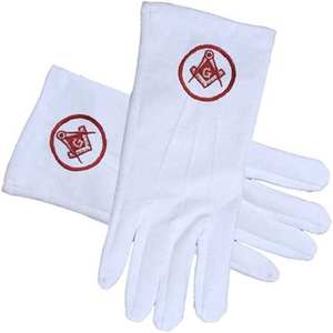 100% <b>Cotton</b> Masonic Regalia <b>Gloves</b> with Square Compass & G White <b>Mittens</b> & <b>Gloves</b> for Masons - Product Image 2
