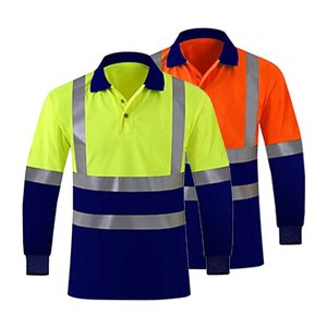 Camisetas DE SEGURIDAD reflectantes de manga larga transpirables de alta visibilidad para hombres para Polo de construcción - Product Image 1