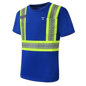 เสื้อยืดแขนสั้นผ้าโพลีเอสเตอร์สะท้อนแสงรุ่น2เสื้อใส่ทำงานมีกระเป๋าแบบ R โลโก้ตามสั่ง - Product Image 4