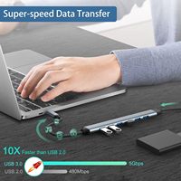 Hub USB 3,0 con 7 puertos, Hub USB C a USB 3,0 de aluminio para MacBook, Mac Pro Mini, iMac, PS4, PS5, Surface Pro, Flash Drive