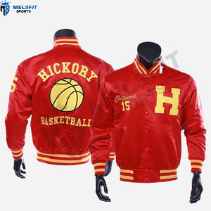 แจ็กเก็ตผ้าซาตินปักลายบอมเบอร์เบสบอลปกตั้งโลโก้ด้านหน้าลายการ์ตูนน้ำหนักเบาบริการ OEM - Product Image 1