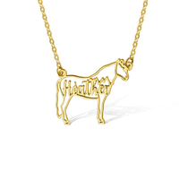 Collier chaîne tendance pour femmes Bijoux de créateur en or Cheval de dessin animé Lettre Nom Acier inoxydable Bijoux mignons pour femmes