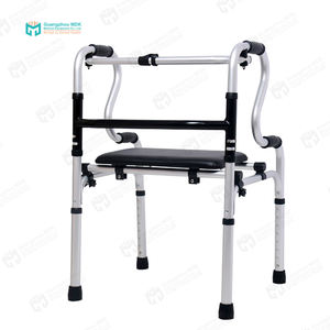 アルミ製Rフレーム折りたたみ式歩行器（シート付き、起立補助、2輪、高齢者向け医療用歩行器） - Product Image 4