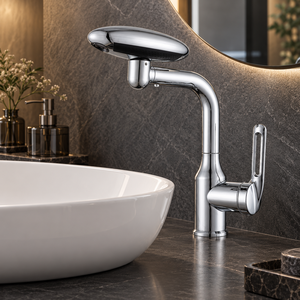 Robinet de lavabo électrique WYRAX Libert au design moderne en laiton, réglable 4 vitesses, avec sortie d'eau, universel, rotatif, à poser sur le comptoir pour salle de bain - Product Image 5